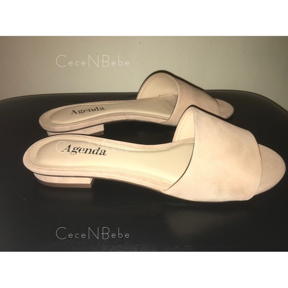 ❤️EU 37 - Block Heel Leather Nubuck Slide Mule AGENDA Sandals - Beige - BNIB - Picture 4 of 12